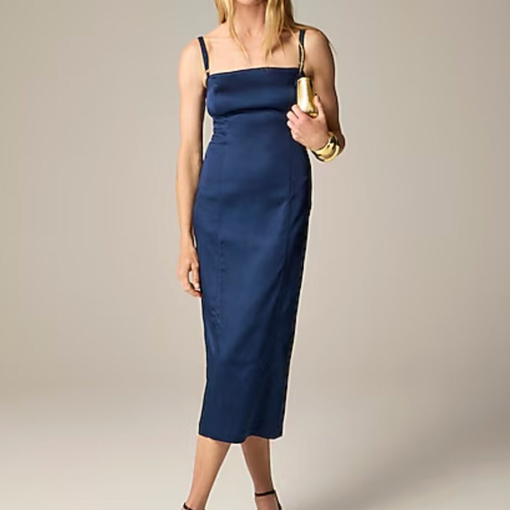 J. Crew Collection fitted midi dress in stretch satin